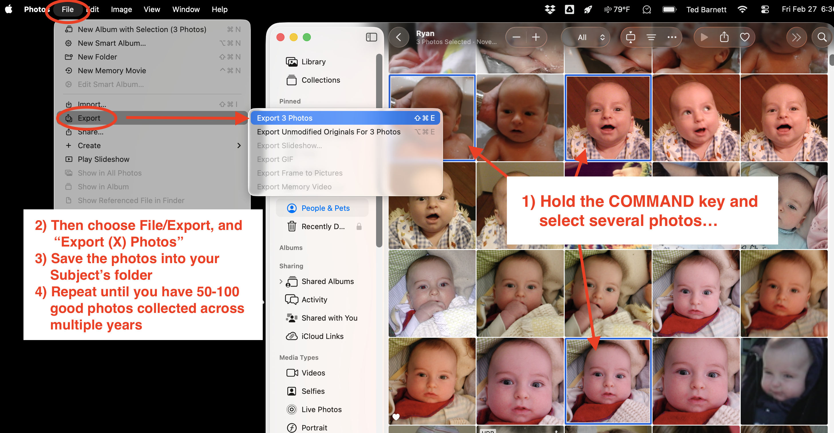 Apple Photos — Selecting and exporting photos